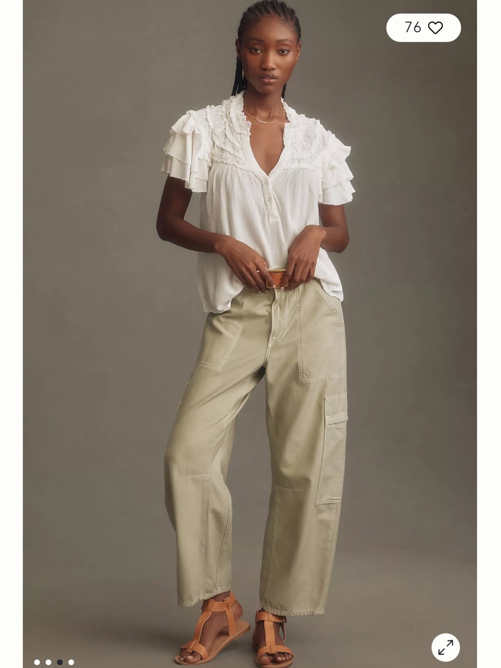 Anthropologie Maeve Short Sleeve Ruffled Yoke Blouse - Women's Medium